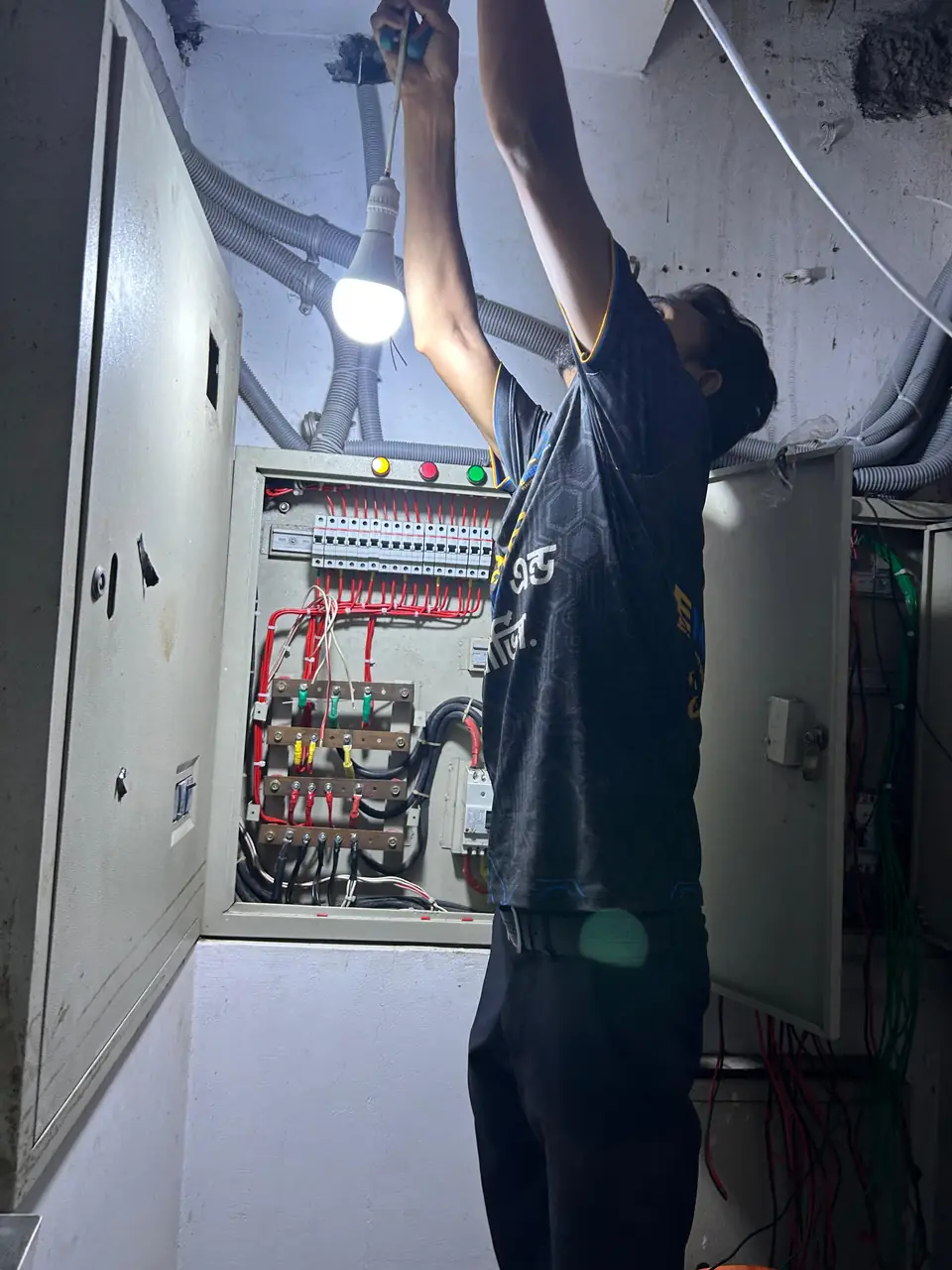Electrical panel installation in a commercial building